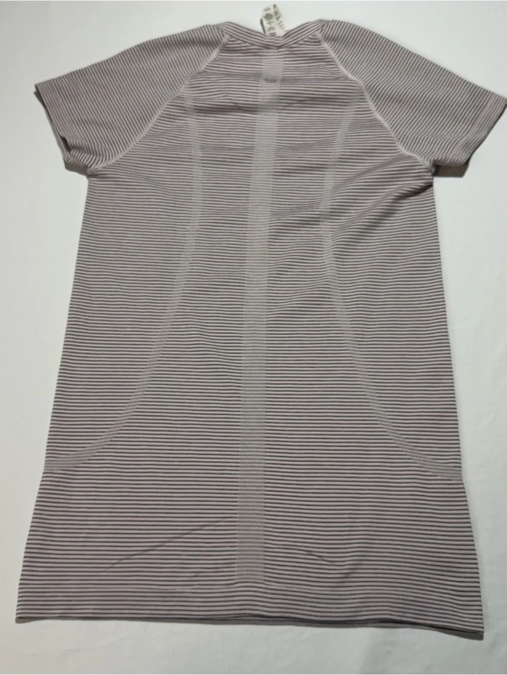 lululemon athletica Pink, Grey and White Striped Short-Sleeve Tee